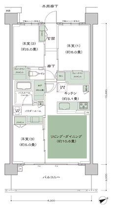 シティハウス西横浜 間取り I1-標準 type