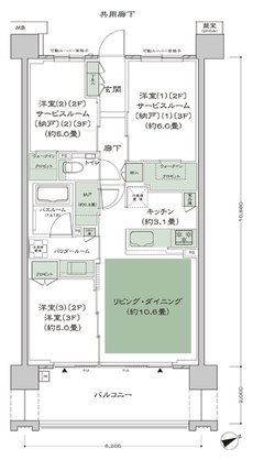 シティハウス西横浜 間取り K3-標準 type