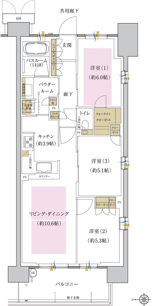 プレミスト藤が丘 間取り S-F type