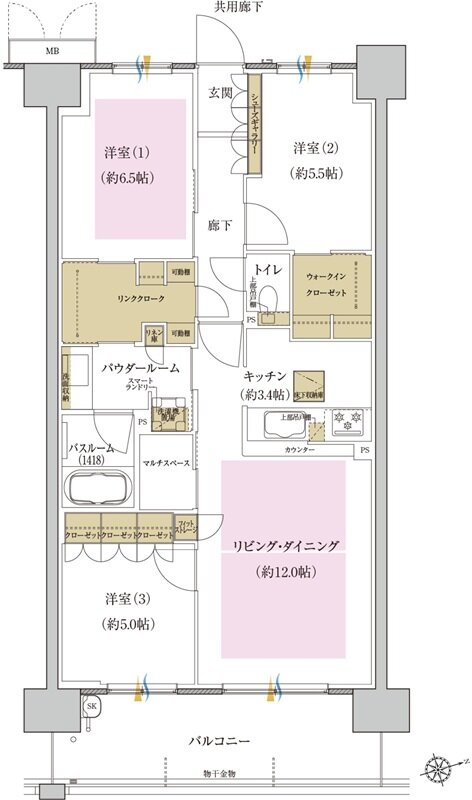 プレミスト藤が丘 間取り S-P3g type