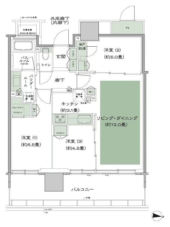シティタワー綾瀬 間取り K_標準プラン type