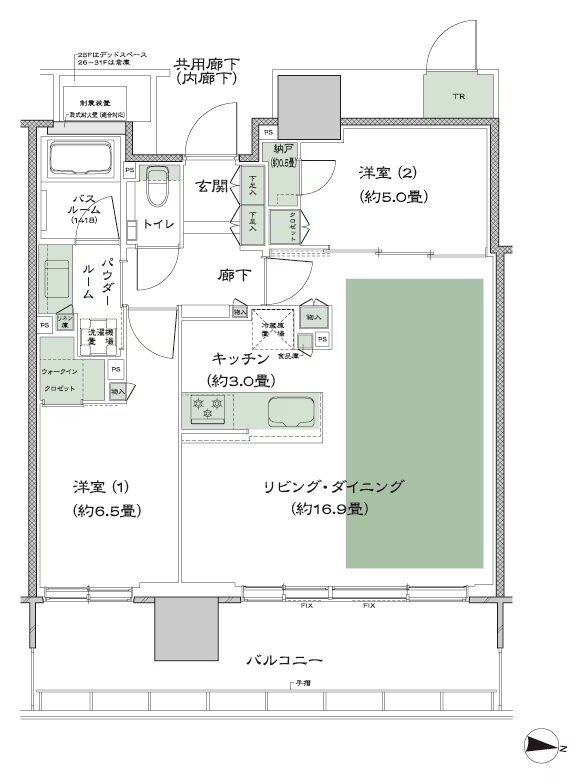 シティタワー綾瀬 間取り K-LD拡大プラン type