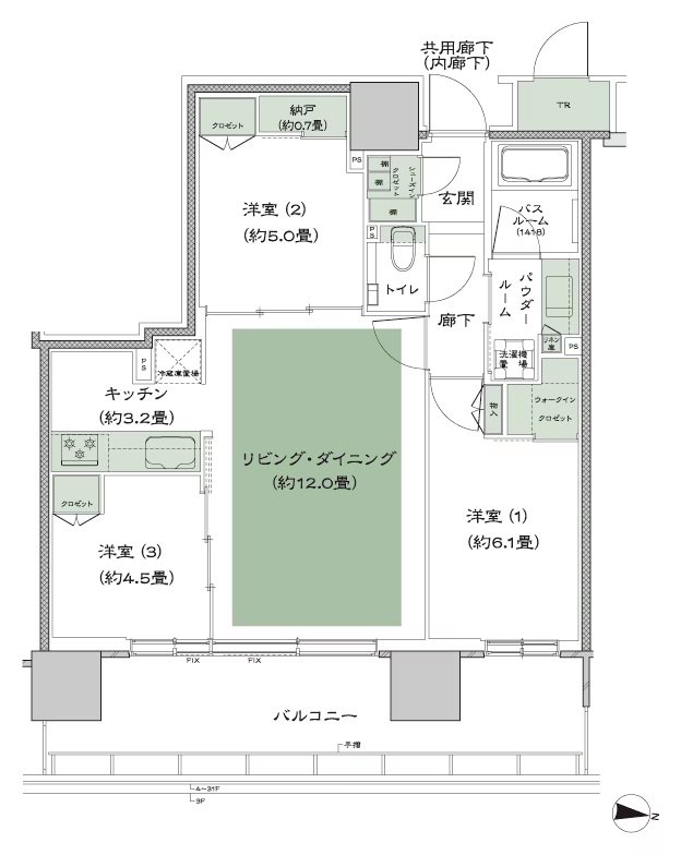 シティタワー綾瀬 間取り J_標準プラン type