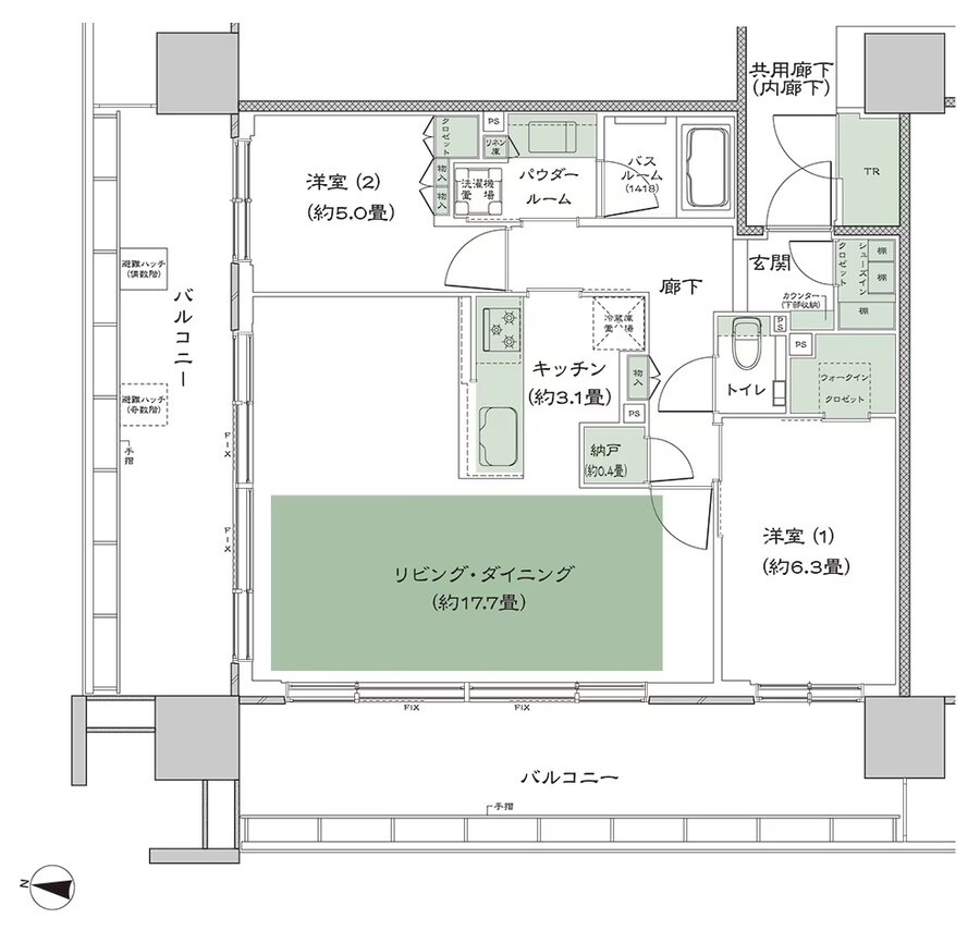 シティタワー綾瀬 間取り A_LD拡大 type