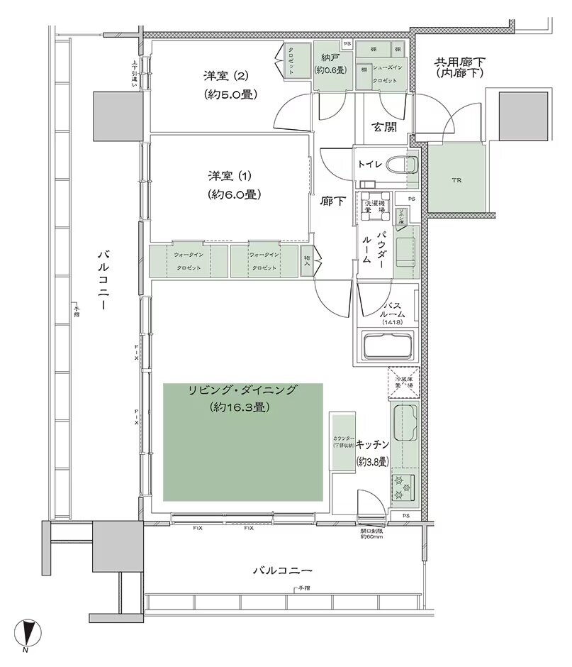 シティタワー綾瀬 間取り L_LD拡大 type