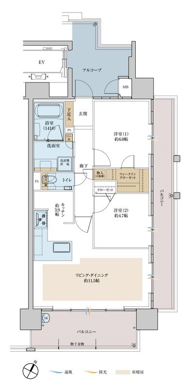 ラルステージ長束リバーフロント 間取り Bタイプ