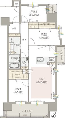 オーヴィジョン天文館センターテラス 間取り H type メニュープラン