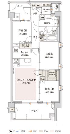 バンベール藤が丘ヒルズ 間取り Gタイプ