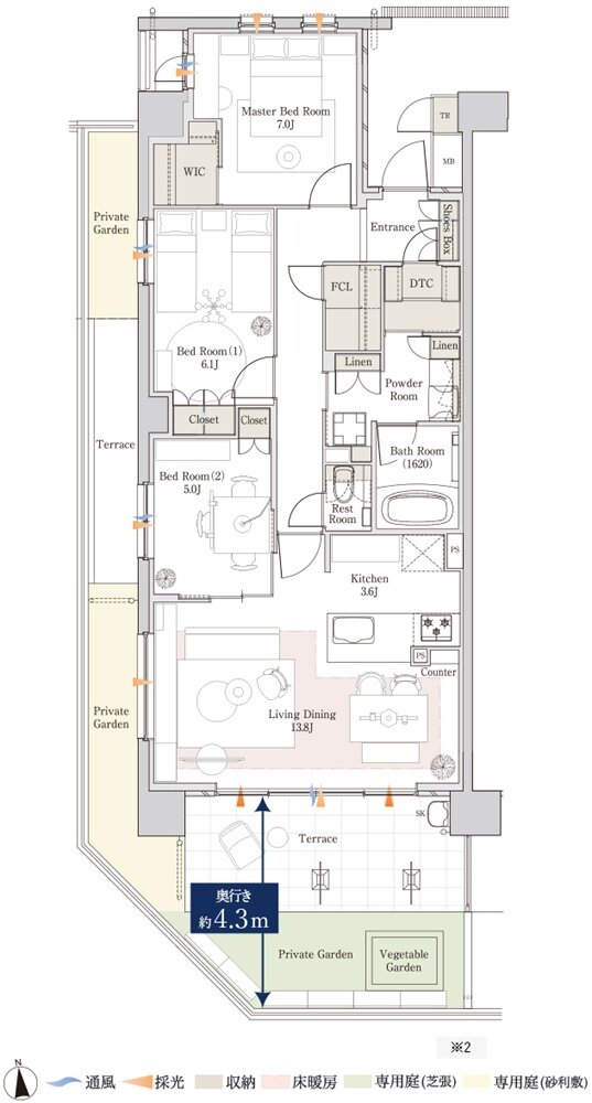 バンベール藤が丘ヒルズ 間取り Agタイプ