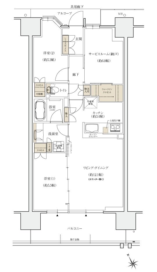 シエリアシティ大津におの浜 間取り BO type