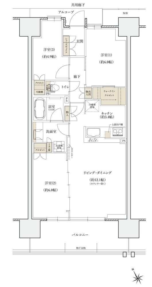 シエリアシティ大津におの浜 間取り BE type