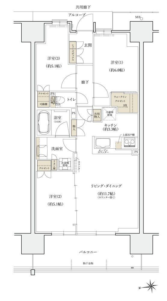 シエリアシティ大津におの浜 間取り AK type