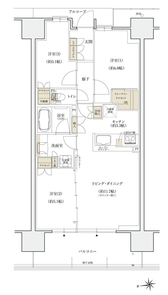 シエリアシティ大津におの浜 間取り AM type