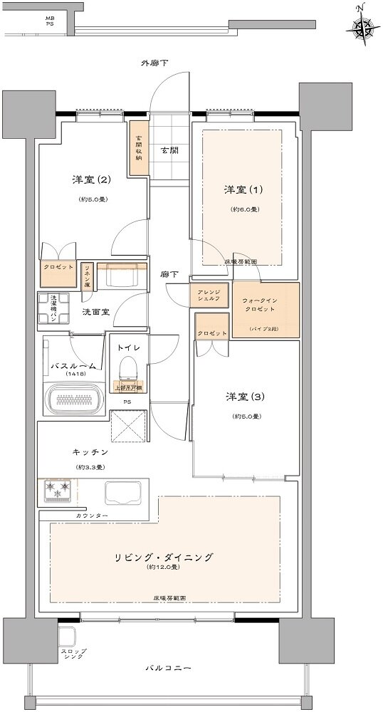 ライオンズ桑名八間通マスターフォート 間取り B type