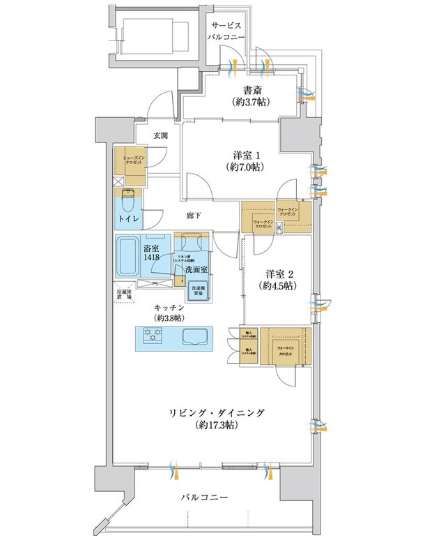 レーベン松山三番町 ONE TOWER 間取り Gタイプセレクト2