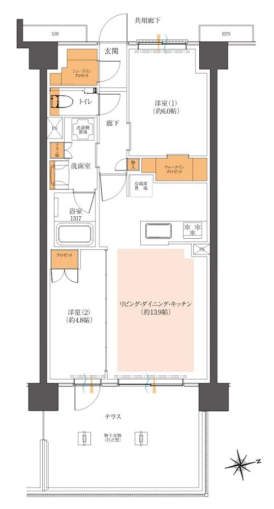 ザ・レーベン金沢大手門 Galleria Gran 間取り Mtタイプ