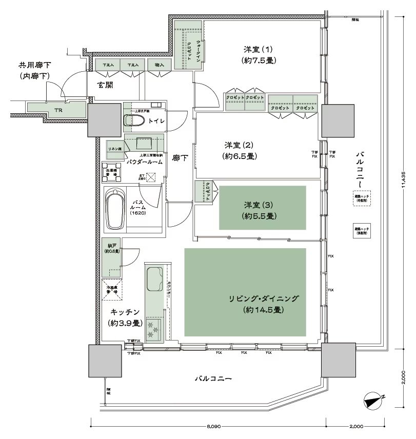 グランドシティタワー池袋 間取り E-90A-標準 type