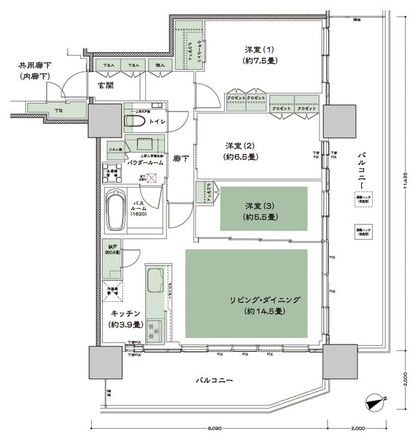 グランドシティタワー池袋 間取り E-90A-標準 type