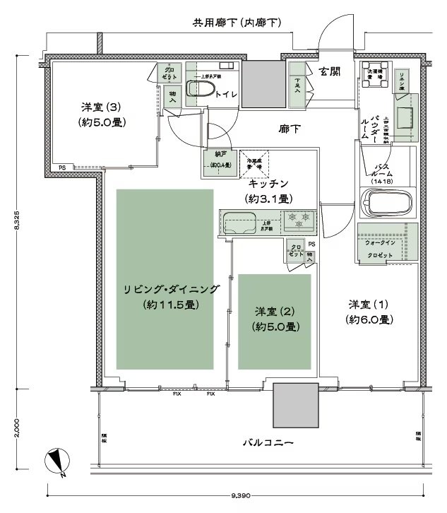 グランドシティタワー池袋 間取り NE-70B-標準 type