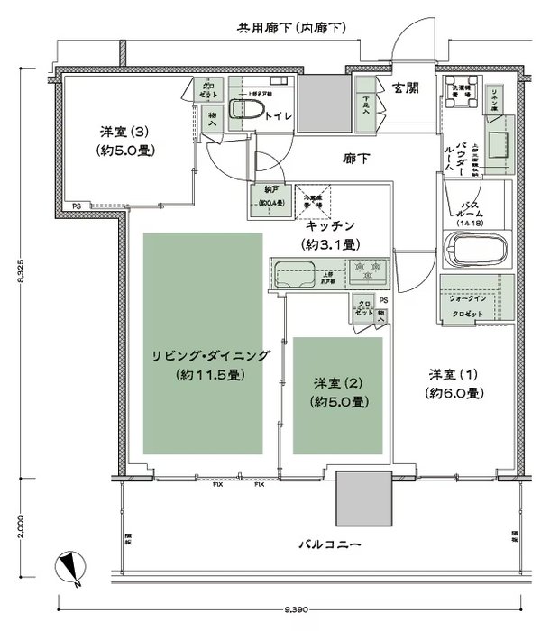 グランドシティタワー池袋 間取り NE-70B-標準 type