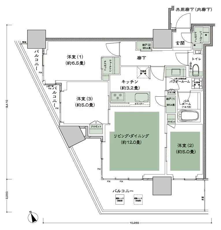 グランドシティタワー池袋 間取り W-70A-標準 type