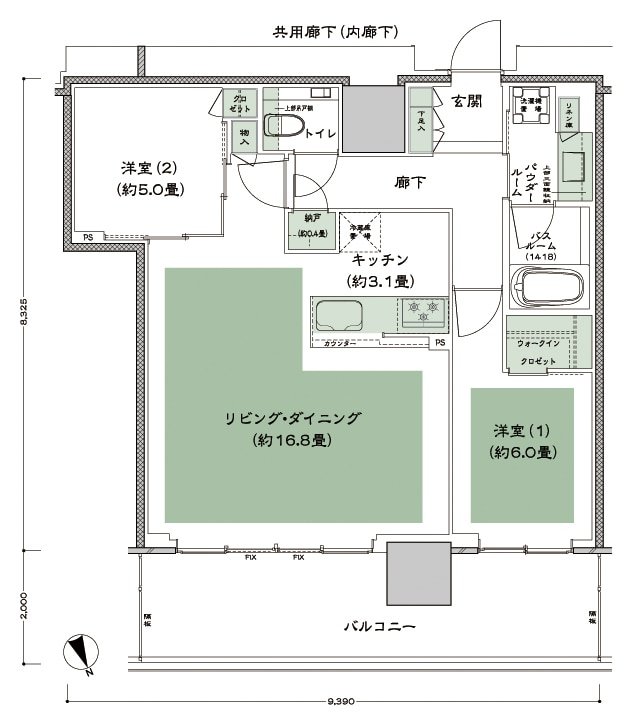 グランドシティタワー池袋 間取り NE-70B-LD拡大 type