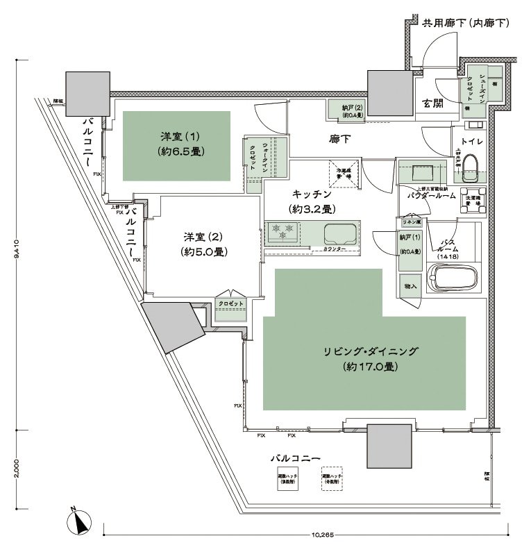 グランドシティタワー池袋 間取り W-70A-LD拡大 type