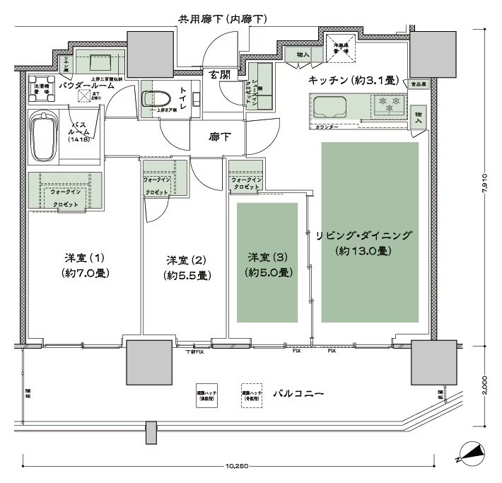グランドシティタワー池袋 間取り NW-75E-標準 type