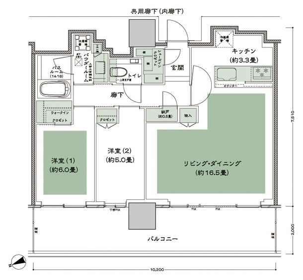 グランドシティタワー池袋 間取り NW-70F-LD拡大 type