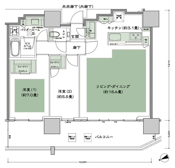 グランドシティタワー池袋 間取り NW-75E-LD拡大 type