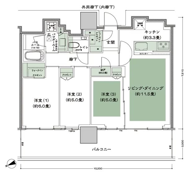 グランドシティタワー池袋 間取り NW-70F-標準 type