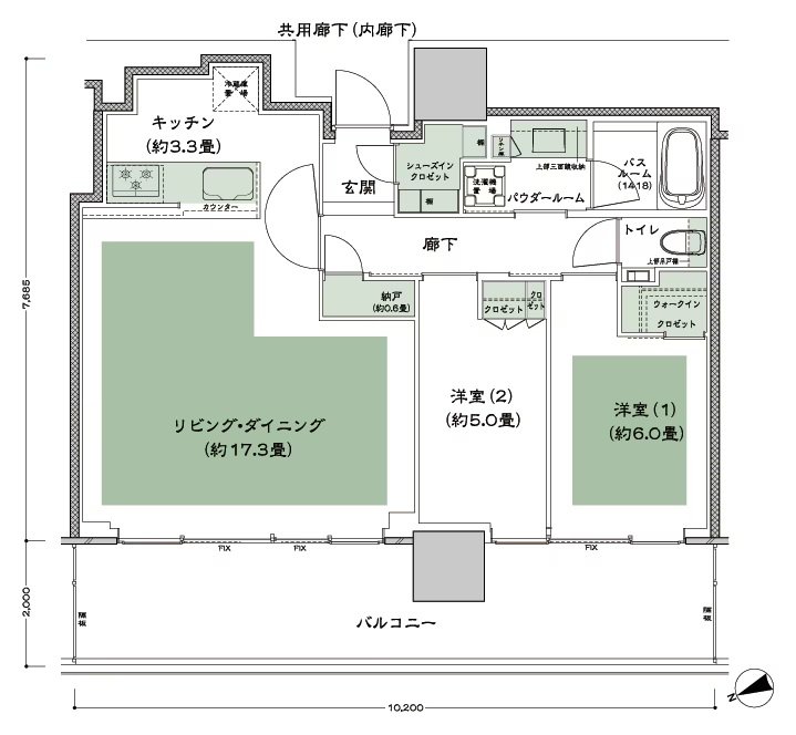 グランドシティタワー池袋 間取り NW-70E-LD拡大 type