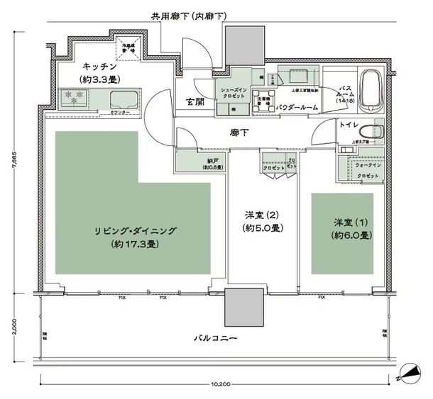グランドシティタワー池袋 間取り NW-70E-LD拡大 type