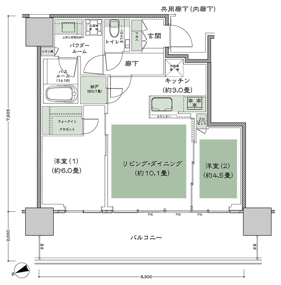グランドシティタワー池袋 間取り NW-55H-標準 type