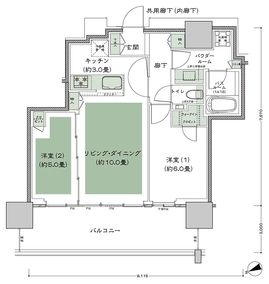 グランドシティタワー池袋 間取り NW-55F-標準 type