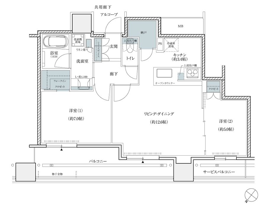 シエリアタワー中之島 間取り P type