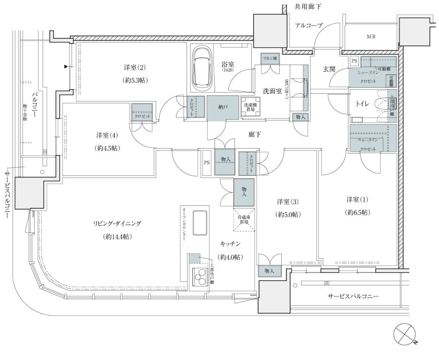 シエリアタワー中之島 間取り L type