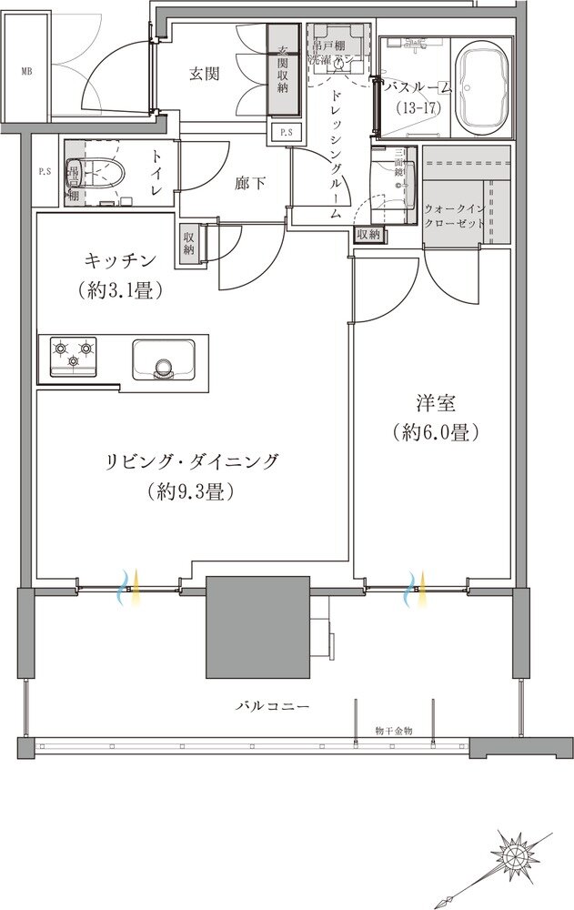 ザ・サーパスタワー新潟万代シテイ 間取り Cタイプ