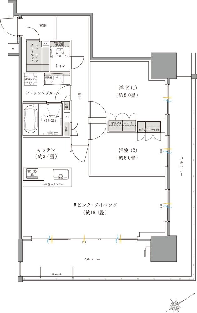 ザ・サーパスタワー新潟万代シテイ 間取り Oタイプ