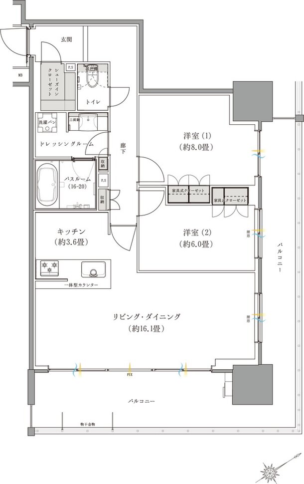 ザ・サーパスタワー新潟万代シテイ 間取り Oタイプ
