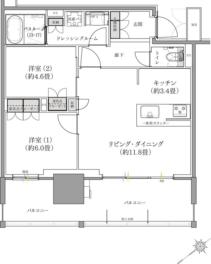 ザ・サーパスタワー新潟万代シテイ 間取り Bタイプ