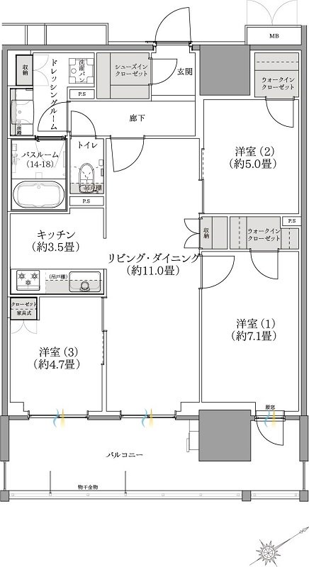 ザ・サーパスタワー新潟万代シテイ 間取り Nタイプ