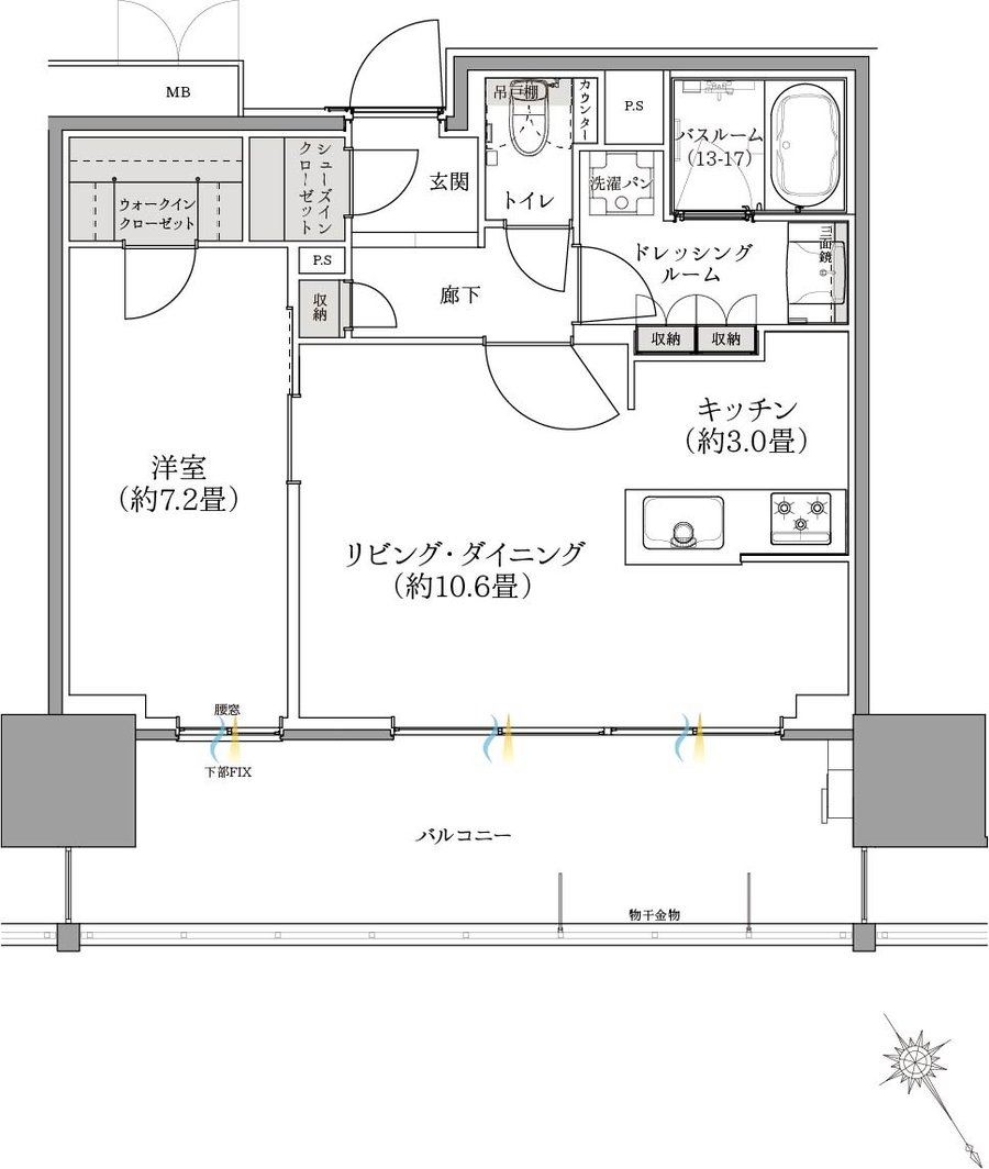 ザ・サーパスタワー新潟万代シテイ 間取り Rタイプ