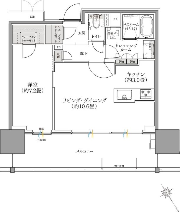 ザ・サーパスタワー新潟万代シテイ 間取り Rタイプ