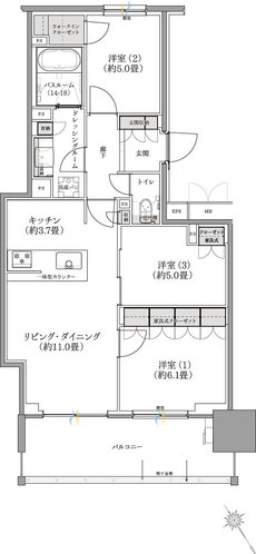 ザ・サーパスタワー新潟万代シテイ 間取り Qタイプ