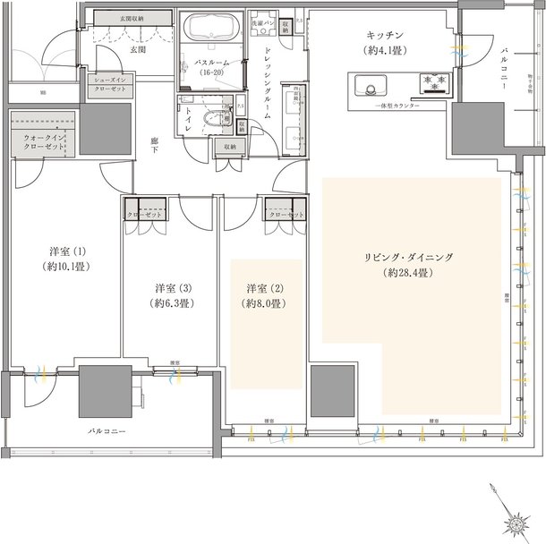 ザ・サーパスタワー新潟万代シテイ 間取り Kタイプ