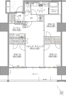 ザ・サーパスタワー新潟万代シテイ 間取り Hタイプ