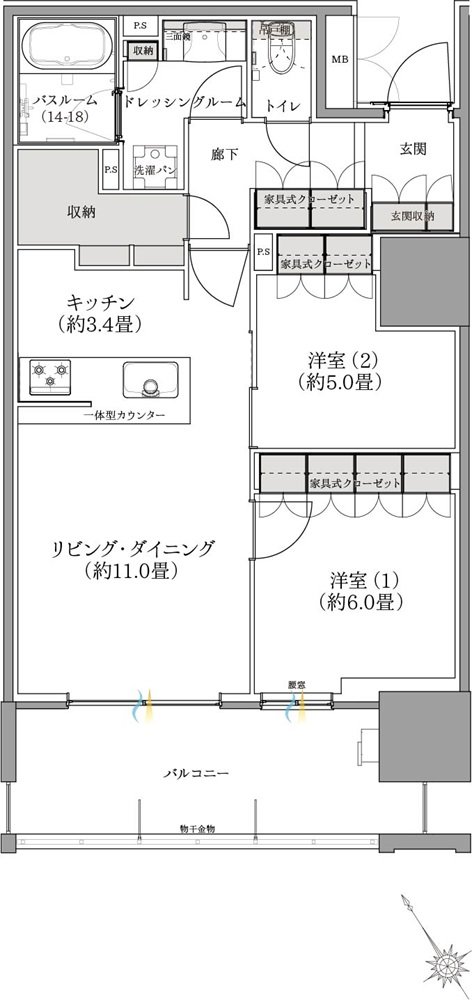 ザ・サーパスタワー新潟万代シテイ 間取り Fタイプ