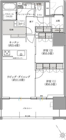 ザ・サーパスタワー新潟万代シテイ 間取り Fタイプ