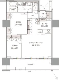ザ・サーパスタワー新潟万代シテイ 間取り Iタイプ（メニュープラン）